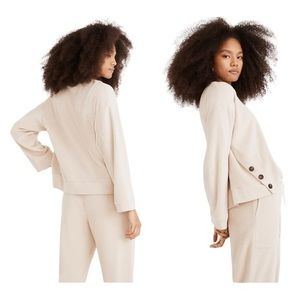 Madewell Cream Soft Crewneck Pullover Side-Button Relaxed Sweatshirt